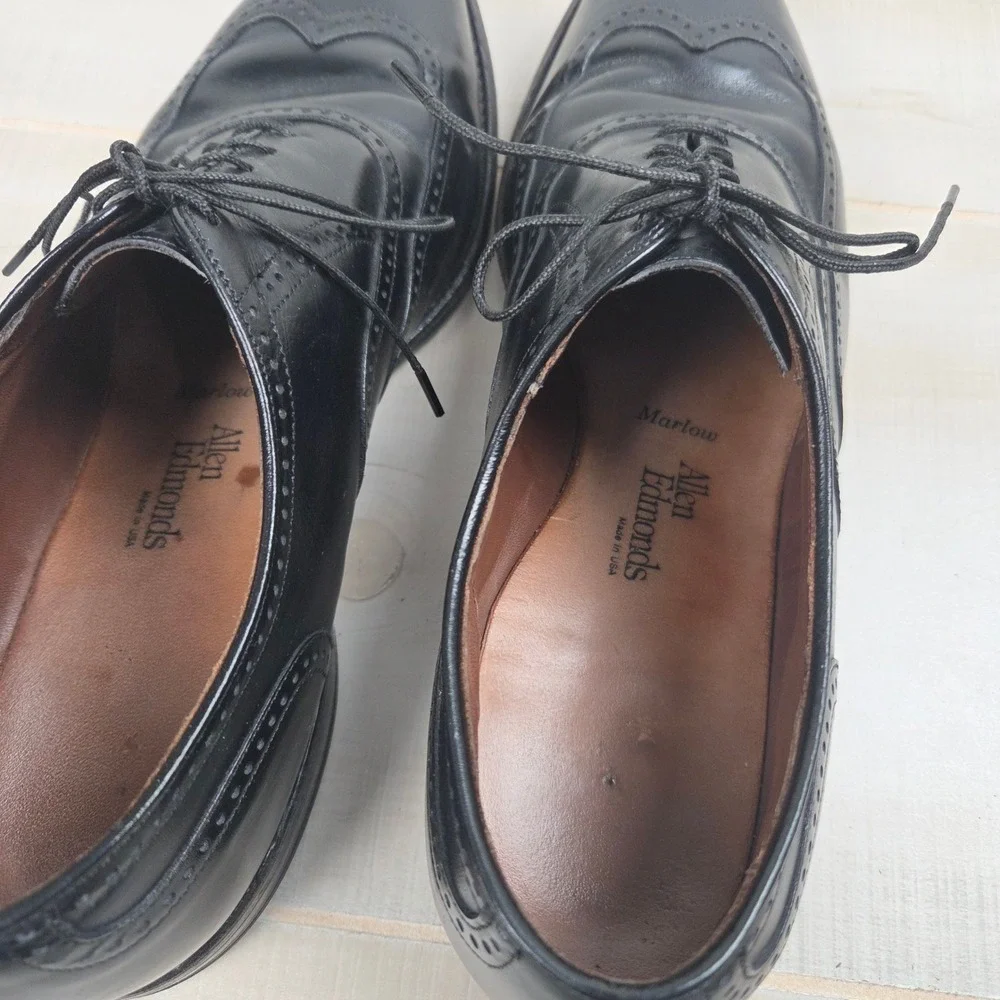 Allen Edmonds Marlow Cap Toe Oxford Wingtip Dress Shoes‎ Mens 12 B Black Leather